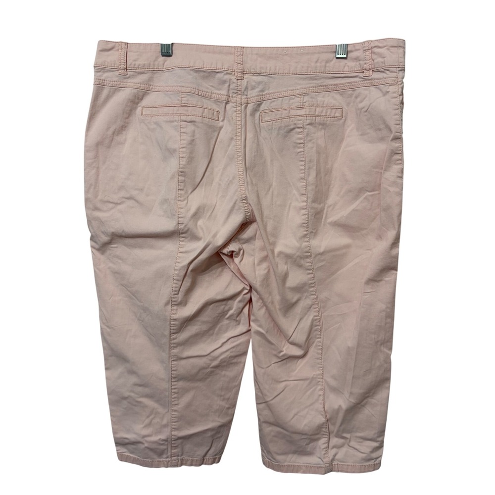 Style & Co Womens Peach Pink Snap Hem Capri Pants Size 16 Cropped Stretch Cotton - Picture 2 of 7